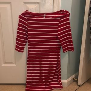Red and white stripped dress